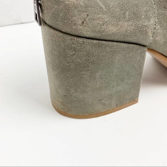 LUCKY BRAND Ravynn Gray Leather Upper Block Heel Ankle Boots, Size 12 - Picture 5 of 12